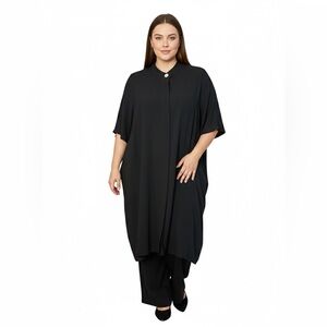 Marina Rinaldi Silk Blend Tunic Top Black Size 28 EU US 24 26